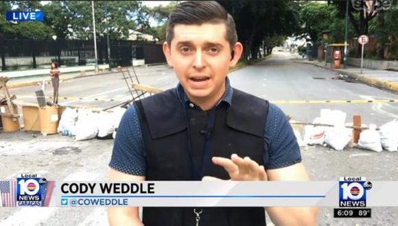 La última comunicación de Weddle con el canal fue en la tarde del martes cuando reportó la llegada a Caracas del presidente encargado de Venezuela, Juan Guaidó. (Foto: Canal 10 de Miami)