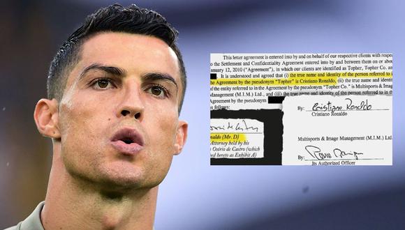 Cristiano Ronaldo y el contrato en el que habría llegado a un arreglo con la mujer que lo acusa de violación. (Foto: AFP/Der Speigel)