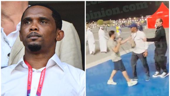 Samuel Eto'o agredió a un youtuber en el Mundial Qatar 2022. (Foto: EFE/Captura)