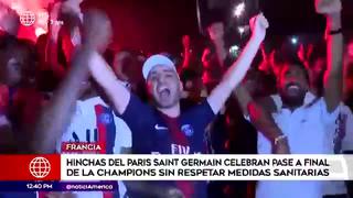 Hinchas celebran sin mascarillas ni distancia social el pase del PSG a la final de la Champions