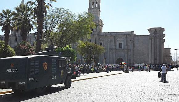 Así luce Plaza de Armas de Arequipa al inicio de paro macrorregional contra Tía María. (Gessler Ojeda)