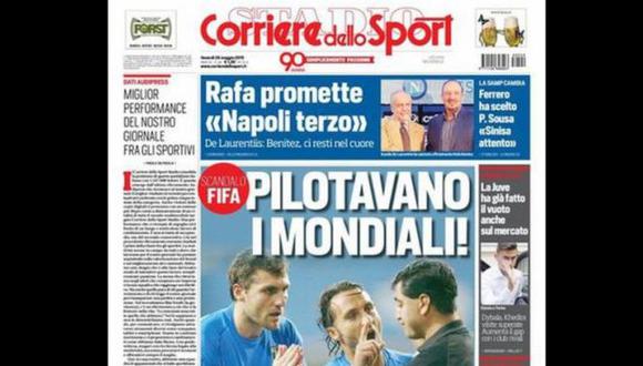 El diario italiano Corriere dello Sport tituló _“¡Manejaban el Mundial!”_ y aseguró que *la FIFA arregló el juego en beneficio de la selección anfitriona (Corriere dello Sport)