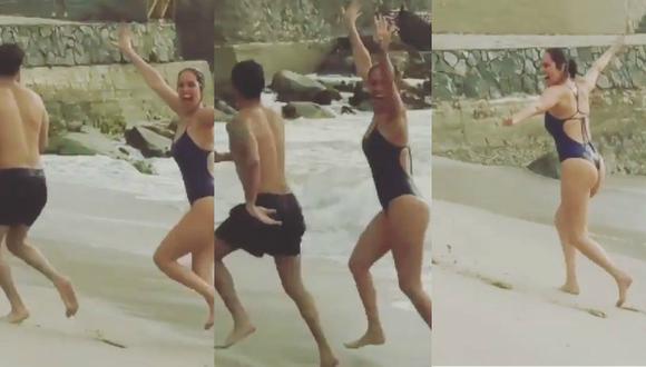 Los papás de Antonia no dudaron en disfrutar del Año Nuevo en un balneario nacional, y con un gracioso video. (Instagram/@karenschwarzespinoza)