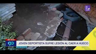 Sedapal se pronuncia ante incidente de joven deportista que cayó en una zanja en Los Olivos [VIDEO]