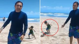 Viral: Niño destruye cocodrilo de arena en plena exhibición del artista