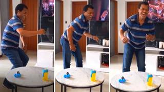 Julio César Uribe se divierte enseñando a bailar salsa a sus nietos