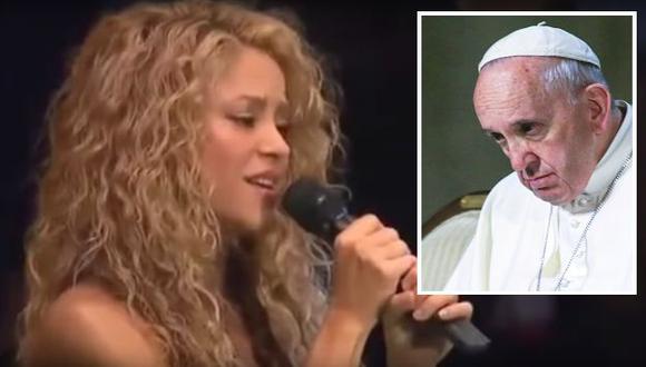 Shakira cantó para el Papa Francisco en la ONU. (Captura de YouTube/AFP)