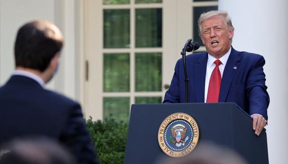El presidente de los Estados Unidos, Donald Trump, asiste a una conferencia de prensa en el Rose Garden en la Casa Blanca en Washington. (REUTERS/Jonathan Ernst).