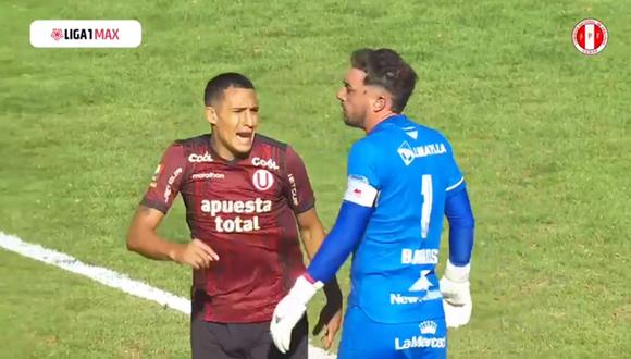 Alex Valera e Ignacio Barrios después del gol anulado (Captura de pantalla: Liga 1 Max).