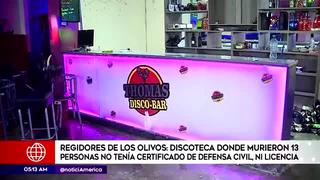 Los Olivos: discoteca ‘Thomas’ Restobar no contaba con licencia desde el 2016