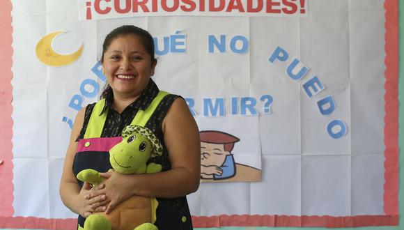 Giselle Robles es maestra del nivel inicial y dicta clases virtuales desde su casa por la emergencia del coronavirus. (Foto: Manuel Melgar)
