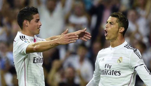 Cristiano Ronaldo y James Rodríguez compartieron juntos tres temporadas en Real Madrid. (Foto: AFP)