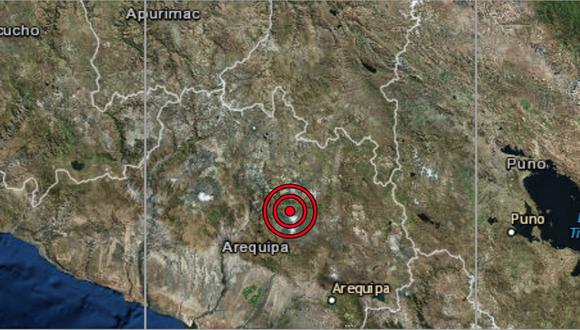 Leg: El sismo ocurrió a una profundidad de 10 km., reportó el IGP. (Captura: IGP)