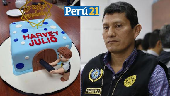 Fue separado por difundir imágenes que “denigran la autoridad del policía”. Por su cumpleaños publicó una torta alusiva al allanamiento a la casa de la presidenta Boluarte.