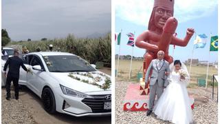 La Libertad: esposos inmortalizan el día de su boda en Moche con escultura del “Huaco Erótico” 