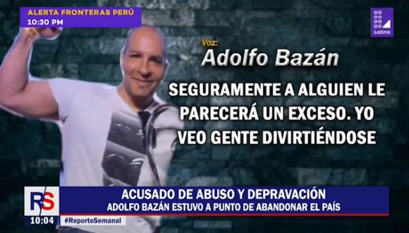Adolfo Bazán Gutiérrez, es investigado por el presunto delito de tocamientos, actos de connotación sexual o actos libidinosos sin consentimiento.&nbsp;(América Tv)