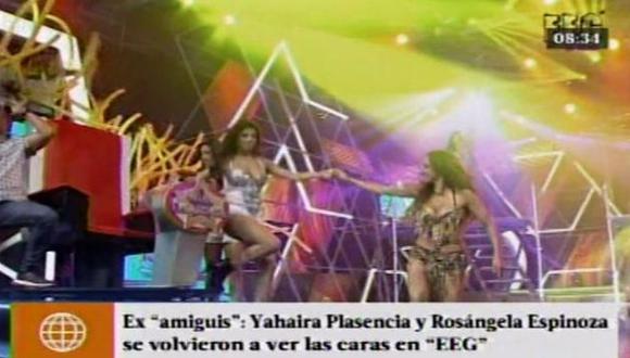 Yahaira Plasencia se lució en la pista de baile de Esto es guerra frente a Rosángela Espinoza. (Captura de TV)