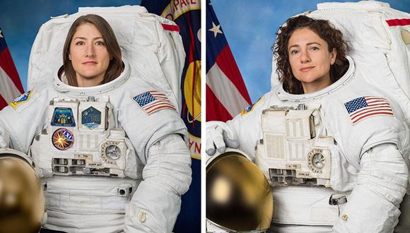La primera salida conjunta de dos mujeres astronautas, Christina Koch (izq.) y Anne McClain, estaba prevista para marzo, pero la NASA tuvo que cancelarla porque no tenían los trajes preparados. (Foto: EFE)