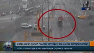 San Martín de Porres: Patrullero inteligente chocó a mototaxi y uno de los pasajeros salió expulsado [Video]