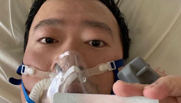 Li Wenliang publicó en las redes sociales una foto suya desde su cama en el hospital el 31 de enero. Al día siguiente fue diagnosticado con coronavirus. (WEIBO)