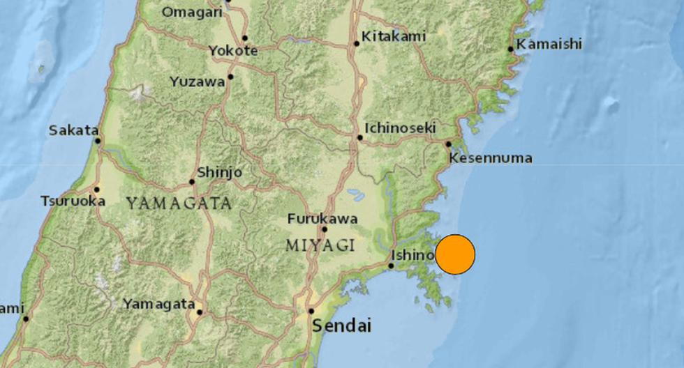 El terremoto alcanzó en Miyagi el nivel 5 superior en la escala nipona, de un máximo de 7 y más centrada en las zonas afectadas que en la intensidad del temblor. (USGS/Captura).