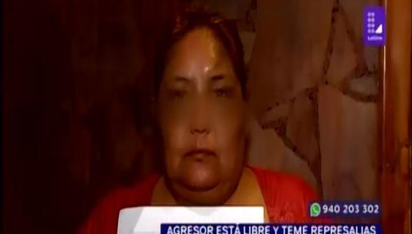 Victoria Campos del Carpio denuncia a hombre de haberla golpeado con un palo en el rostro. (Captura: Latina)