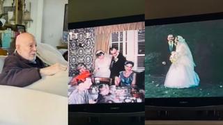Abuelito de 92 años llora de emoción tras ver el video de su boda por primera vez en 65 años