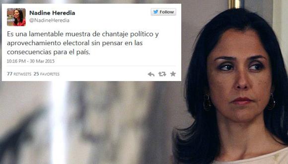 Nadine Heredia se pronunció sobre moción de censura a Ana Jara. (Perú21)