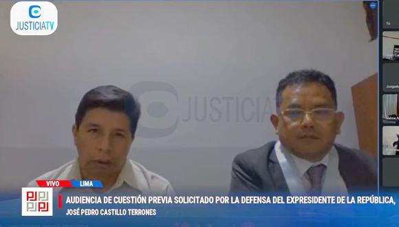 Pedro Castillo tomó la palabra durante audiencia judicial. (Justicia TV)