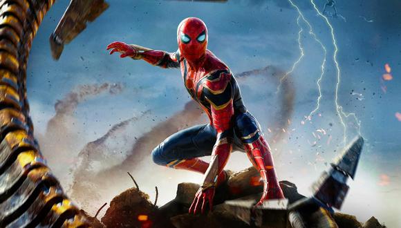 Peter Parker confrontado por el doctor Octopus en el detalle del póster oficial de "Spiderman: No Way Home". Foto: Sony Pictures.