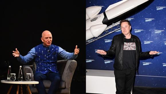 Multimillonarios Jeff Bezos (izq.) y Elon Musk (der.) son los más ricos del mundo (Foto: AFP).