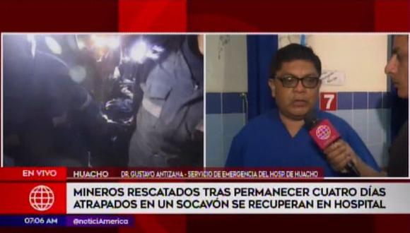 Estado de salud de cuatro mineros es estable, confirma médico Gustavo Antizana. (Captura: América Noticias)