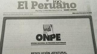 El Peruano volvió a publicar separata de ONPE, pero esta vez con el logotipo correcto