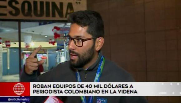 El periodista colombiano Juan Pupiales denunció el robo de sus equipos valorizados en 40 mil dólares. (América Noticias)