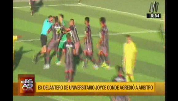 Joyce Conde, exjugador de Universitario de Deportes agredió a árbitro y le tiró un puñetazo. (Captura de TV)