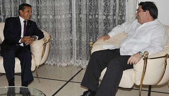 Humala se reunió también con el canciller cubano Bruno Rodríguez. (Andina)