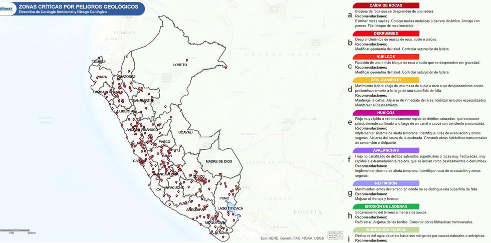 Mapa de zonas criticas del Peru (Foto: Ingemmet)
