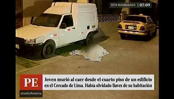 Joven muere tras caer del cuarto piso de un edificio en el Cercado de Lima. (Captura de video)