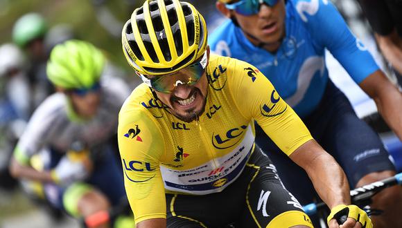 Julian Alaphilippe con el Maillot amarillo en el Tour de France. (Foto. AFP)