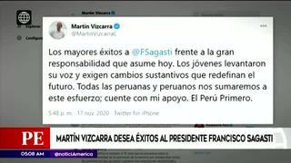 Martín Vizcarra felicitó a Francisco Sagasti como nuevo presidente del Perú