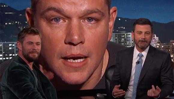 Matt Damon 'interrumpió' la entrevista de Chris Hemsworth y no dejarás de reír al verlo (YouTube/ Jimmy Kimmel Live)