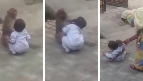 Un mono y un bebé protagonizaron una "situación de rehenes" que se volvió tendencia en Internet. (Foto: Video Breaking en YouTube)