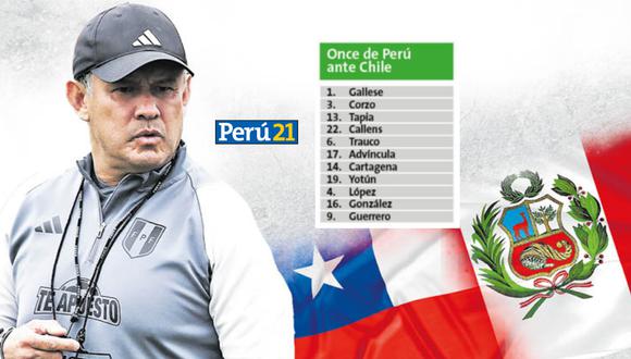 Perú jugaría con un esquema 4-4-1-1 ante Chile en Santiago (Foto: FPF | Diseño: P21).