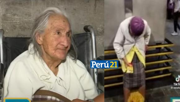 La mujer de 92 años sale todos los días a trabajar para ayudar a su hijo económicamente. (Composición)
