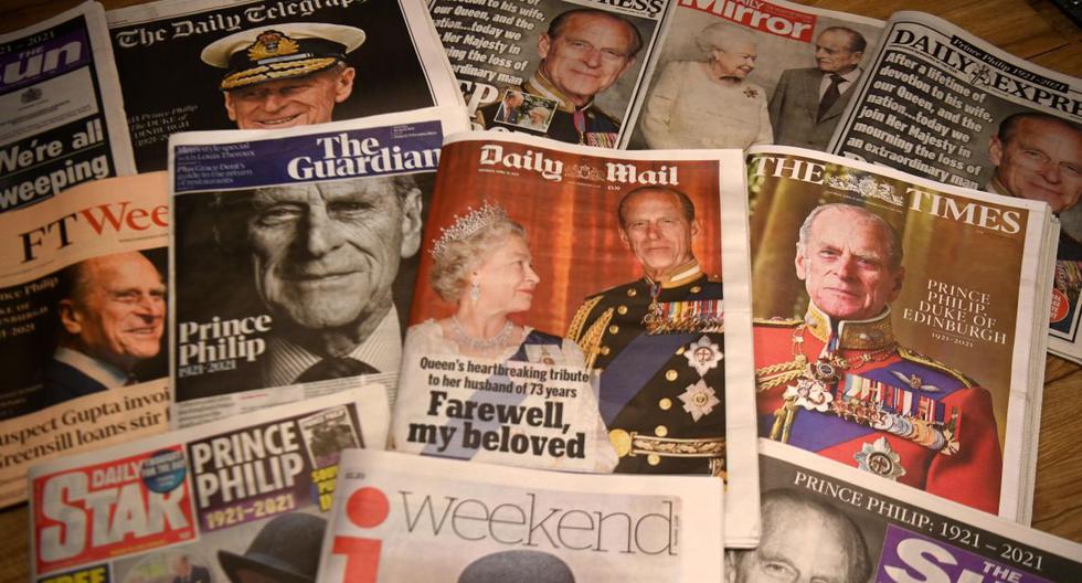 La cobertura mediática del Reino Unido de la muerte del príncipe Felipe en Londres, Reino Unido, el 10 de abril de 2021. (EFE/EPA/ANDY RAIN).