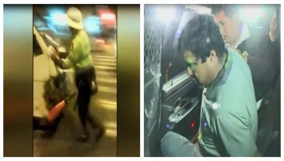 Capturan a conductor de combi que embistió a policía para escapar en San Borja. (Captura: América Noticias)