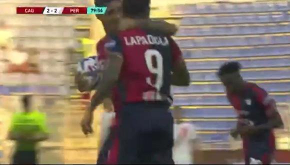 Gol de Gianluca Lapadula con la camiseta de Cagliari. (Foto: Captura)