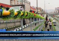 Ciudadanos extranjeros limpian, pintan y adornan por Navidad puentes de Lima
