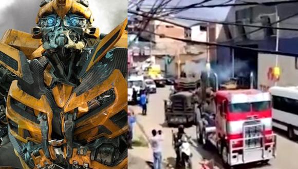 Vehículos de la película “Transformers, el despertar de las bestias” recurrieron las calles de Cusco. (Foto: Paramount Pictures/Canal N).