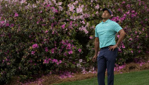 Tiger Woods waits to putt on the 13th green during the second round at the Masters golf tournament on Friday, April 8, 2022, in Augusta, Ga. (AP Photo/David J. Phillip)